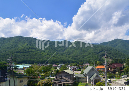 2019年、大糸線の松本駅から白馬駅までの車窓風景 89104321