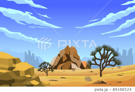 Day in Western American Yucca Tree Plant Vast Desert Landscape Illustration 89106524