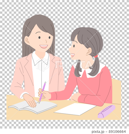 Female students studying and female teachers teaching study 89106664