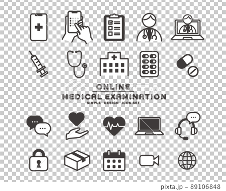 簡單易用的在線體檢，診斷圖標的矢量圖解材料/醫療/製藥 89106848