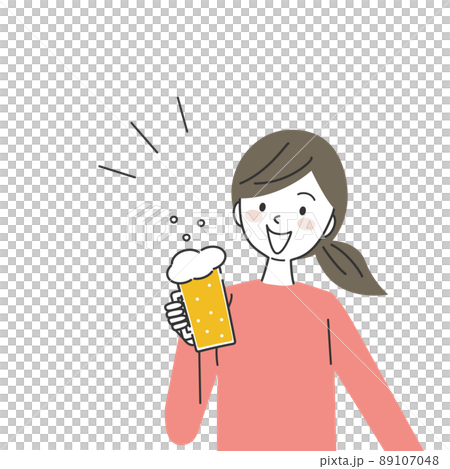 拿著啤酒杯的年輕女人 拿著啤酒杯的年輕女人 89107048