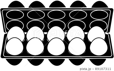 パックに入った卵のシルエット素材のイラスト素材 [89107311] - PIXTA