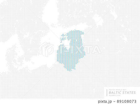 バルト三国を中心とした青のドットマップ。　中サイズ。 89108073