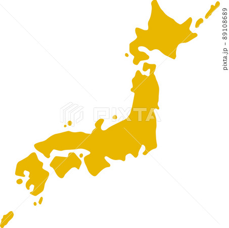 日本画　シルエット オレンジ イエロー ホワイト シンプルな日本地図(黄)のイラスト素材 [89108689] - PIXTA