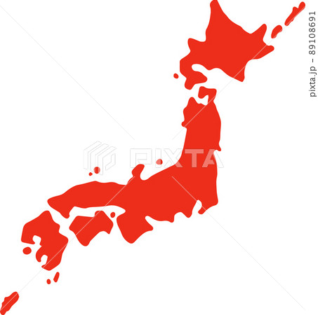 シンプルな日本地図 赤 のイラスト素材