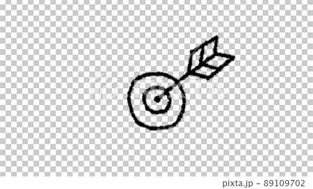 Hand-drawn illustrations of targets and arrows_monochrome_wide 89109702