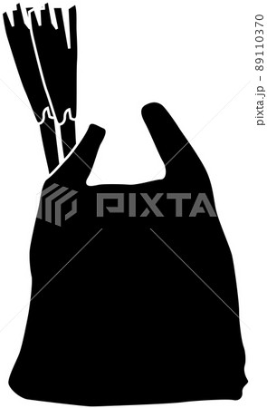 ネギの入った袋のシルエット素材のイラスト素材