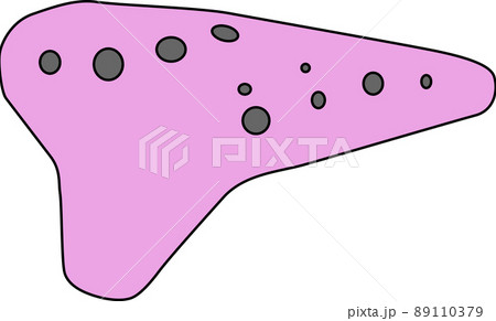 可愛いピンク色のオカリナのイラストのイラスト素材