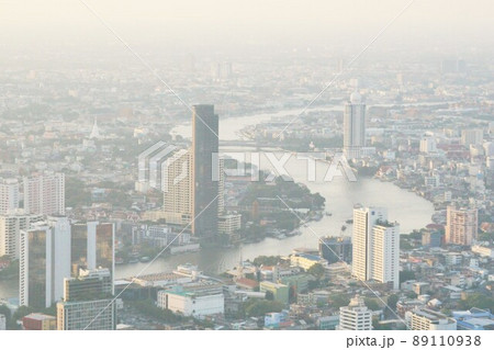 Riverview seen from MahaNakhon Skywalk in Bangkok 89110938