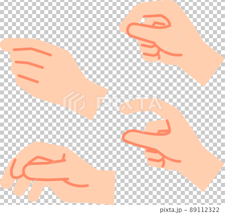 一組手捏手勢的插圖 89112322