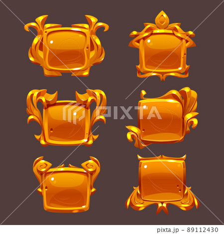 Game ui frames, gold square medieval menu elements Game ui frames, gold square medieval menu elements 89112430