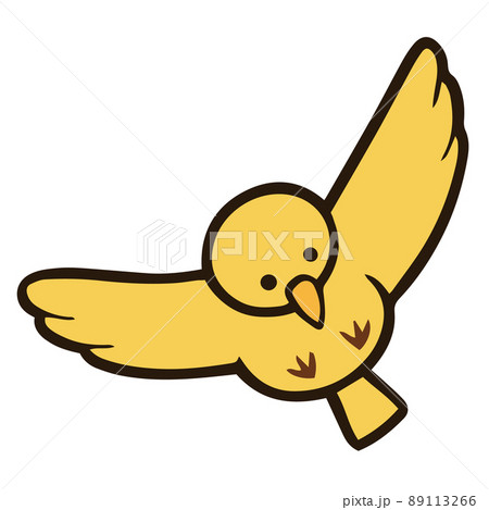 羽ばたいている黄色い小鳥のイラスト 89113266