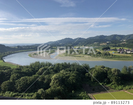 越後川口SAから見た信濃川 89113273