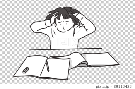宿題を目の前にやる気が出ない女の子 89113423