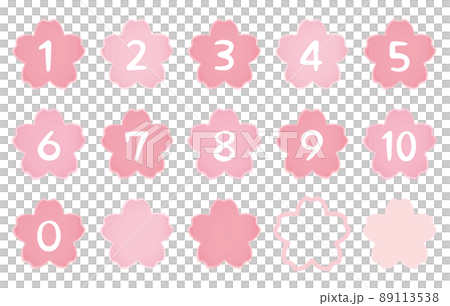 水彩　桜マークの数字アイコン　ランキング 89113538