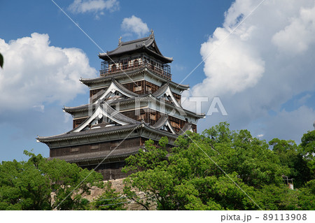 晴天の広島城、望遠(広島県広島市) 89113908