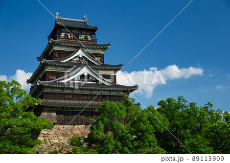 晴天の広島城、望遠(広島県広島市) 89113909
