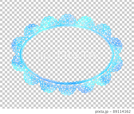 Hand-painted watercolor oval lace frame blue unevenness Hand-painted watercolor oval lace frame blue unevenness 89114162