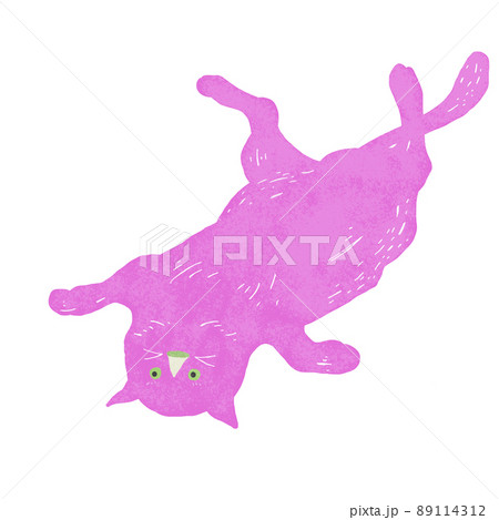 ピンクのネコのイラスト 89114312