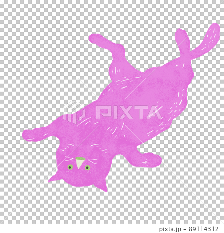 ピンクのネコのイラスト 89114312