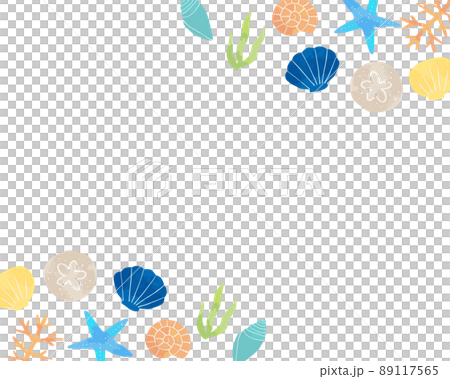 海主題框架對角線（水彩風格矢量） 89117565