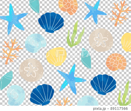 Sea motif background (watercolor style vector) 89117566