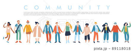 Modern multicultural society concept with people in a row. 89118018