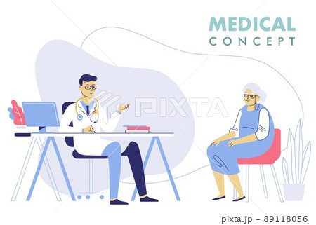 Medicine concept with doctor and old patient. Medicine concept with doctor and old patient. 89118056