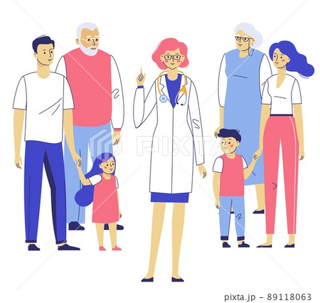 Family young practitioner doctor concept with patients. Family young practitioner doctor concept with patients. 89118063