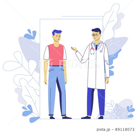 Medicine concept with doctor and patient on plant background. 89118073