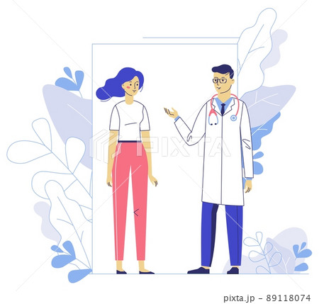 Medicine concept with doctor and patient on plant background. 89118074