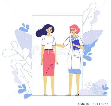 Medicine concept with doctor and patient on plant background. 89118077