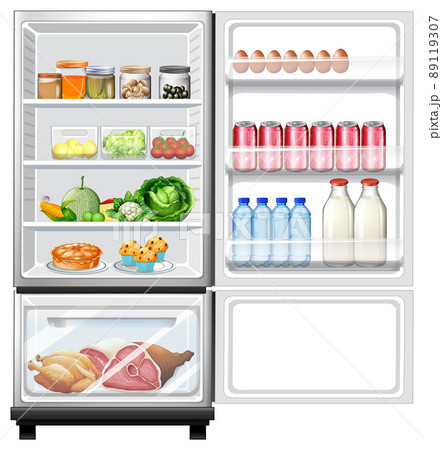 Refrigerator with lots of food 89119307
