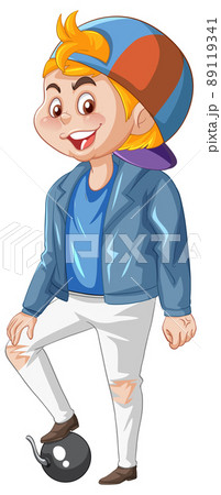 A Cute Boy Standing on White Background 89119341