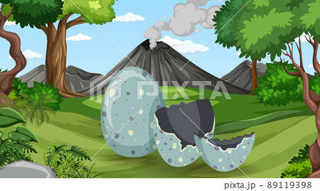 Scene with dinosaurs in the forest Scene with dinosaurs in the forest 89119398