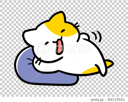 家でゴロゴロするかわいいねこのキャラクターの手書き風イラスト 家でゴロゴロするかわいいねこのキャラクターの手書き風イラスト 89119561