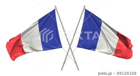 Isolated flags of France on light background. 3D rendering 89120108