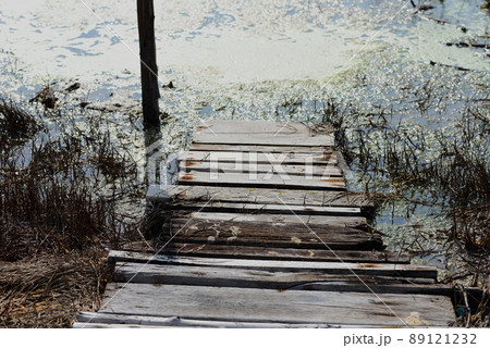 Wooden pier at pool with retro colour style Wooden pier at pool with retro colour style 89121232