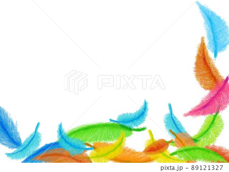 カラフルで色鮮やかな鳥の羽の背景素材のイラスト素材
