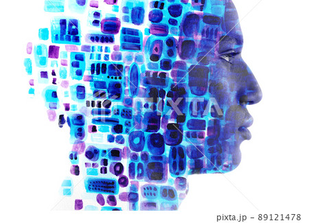Paintography. An abstract yet detailed painting combined with a portrait Paintography. An abstract yet detailed painting combined with a portrait 89121478