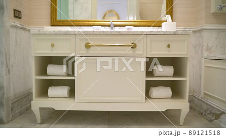 Fragment of a luxury bathroom. Sink in the bathroom Fragment of a luxury bathroom. Sink in the bathroom 89121518