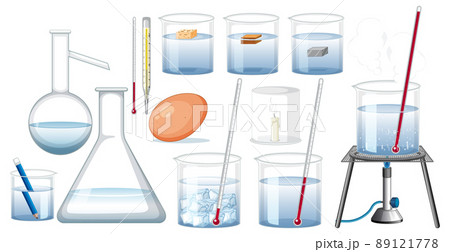 Set of lab glasswares on white background 89121778