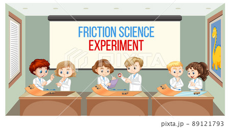 Scientist kids doing friction experiment Scientist kids doing friction experiment 89121793