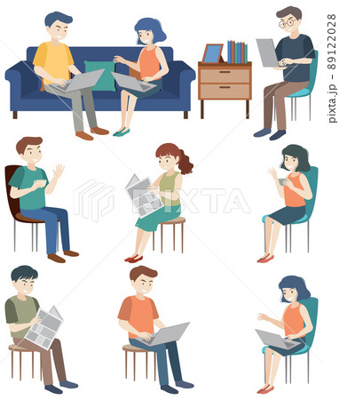 Set flat business persons different activity in office 89122028