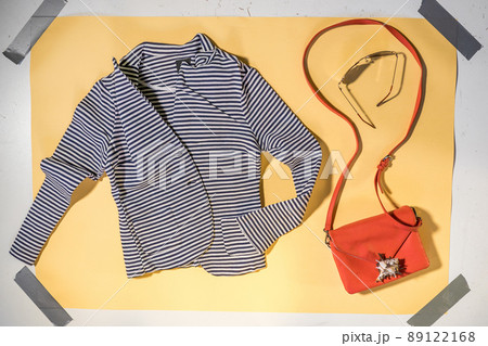 blue striped striped women's jacket top view 89122168