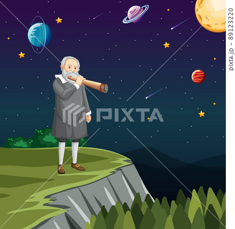 Portrait of Galileo Galilei in cartoon style 89123220