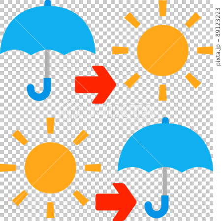 雨のち晴れ、晴れのち雨のアイコンのイラスト素材 [89123223] - PIXTA