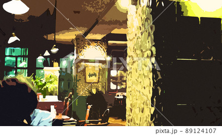 レトロな喫茶店のリアル背景イラスト 89124107