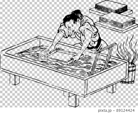 和紙作りの工程_紙漉き 和紙作りの工程_紙漉き 89124424