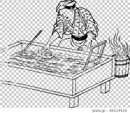 和紙作りの工程_漉きの準備 89124428